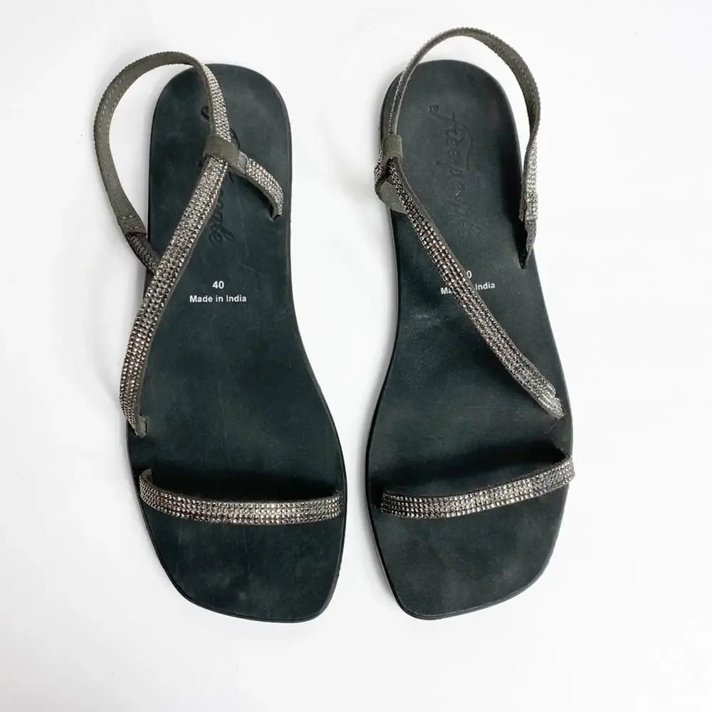 Free People Black Crystal Cove Women 40 or 10 Sandals BRAND NEW